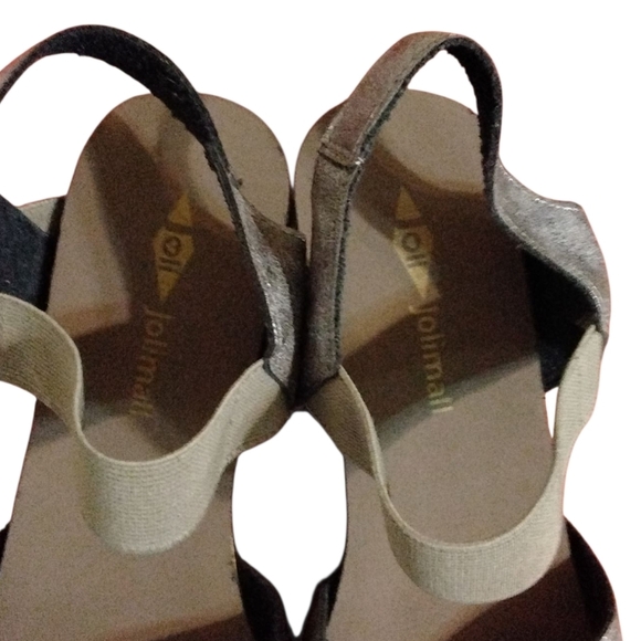 Jolimail Genuine Leather Metallic Strappy Silver Sandal Size 8 - Picture 7 of 10